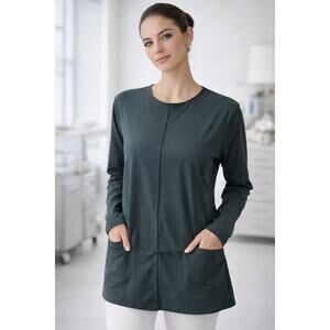 EDW EveryDayWear Sundown Stretch Tunic Top Scrub Style Pockets dark gray  M/L